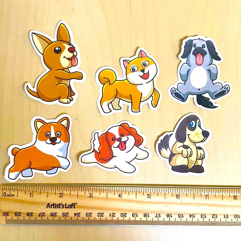 10/$10 or $1 BUNDLE: 6 WATERPROOF Good Dogs Doing Tricks‎ Stickers 🤝 🐕